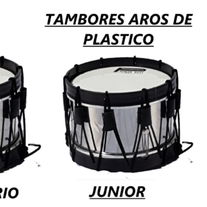 TAMBOR KINDER AROS DE PLASTICO NEGRO VASO DE ACERO PORTACAJA DE VINIL